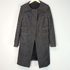Neil Barrett Wool Trench Coat Steampunk Y2K Snap Front Luxury Winter‎ Womens XS